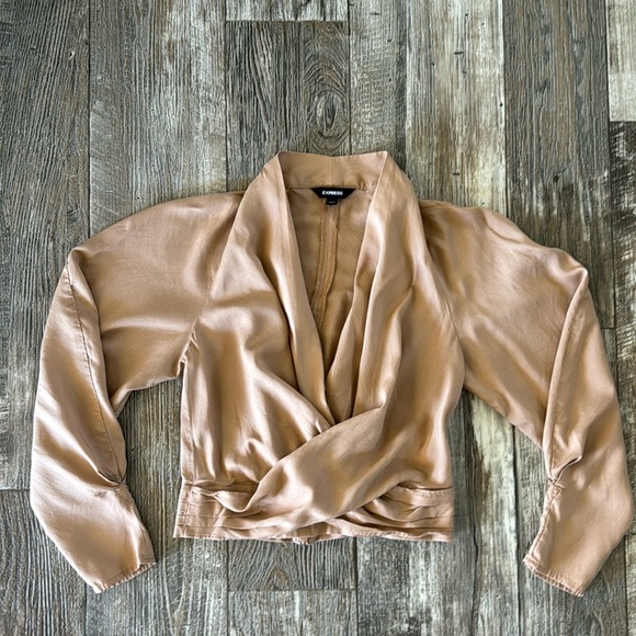 Espresso Tops - EXPRÉSS BEAUTIFUL TAN BLOUSE OPEN CHEST, XXS